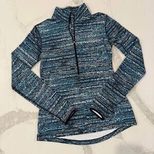 Nike Pro Dri-Fit Half Zip Pullover Long Sleeve Top Women's Medium Blue/Black Gym